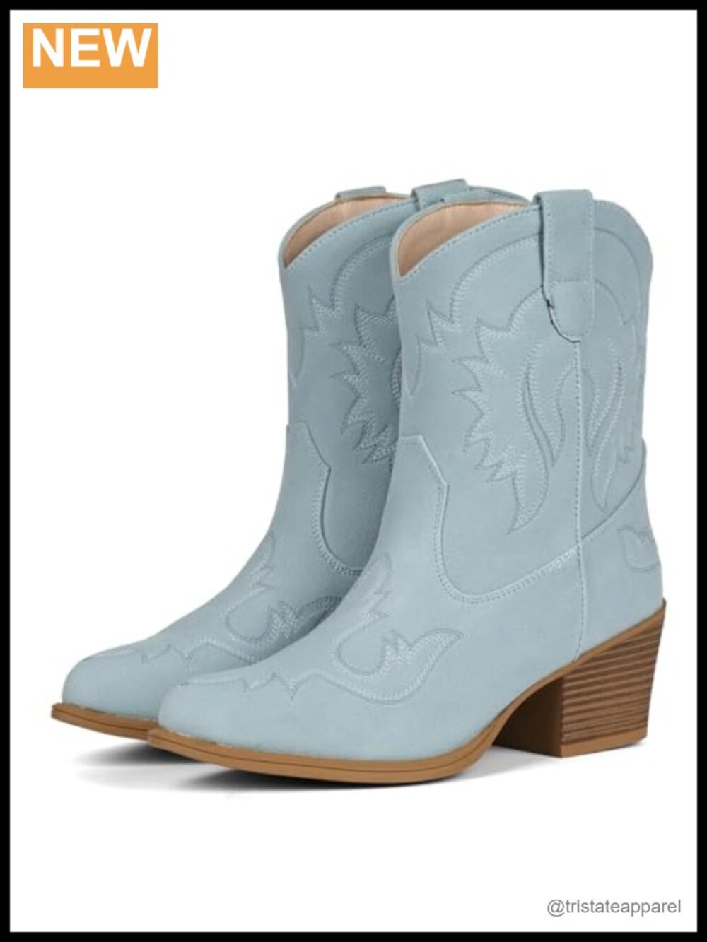 Cowboy Ankle Boots Pointed Toe Faux Leather Western Booties